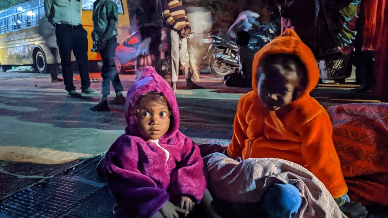 Volunteers holding hands